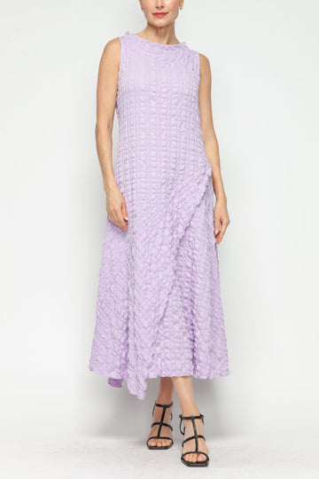 Lilac Mock-Neck Cold Shoulder Asymmetrical Dress